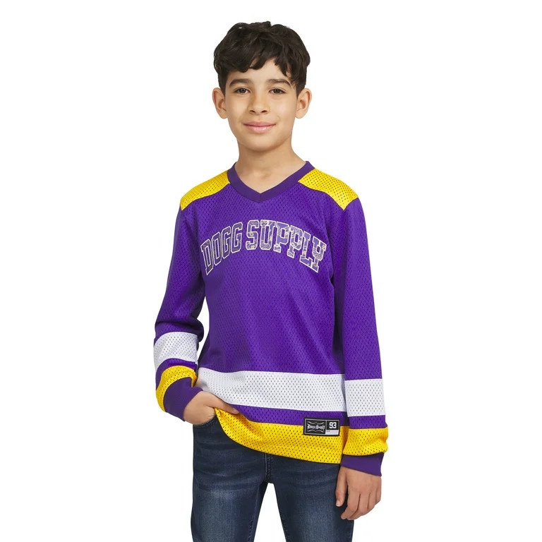 Dogg Supply by Snoop Dogg Boys' Long Sleeve V-Neck Mesh Hockey Jersey, Sizes 4-18 | Walmart (US)