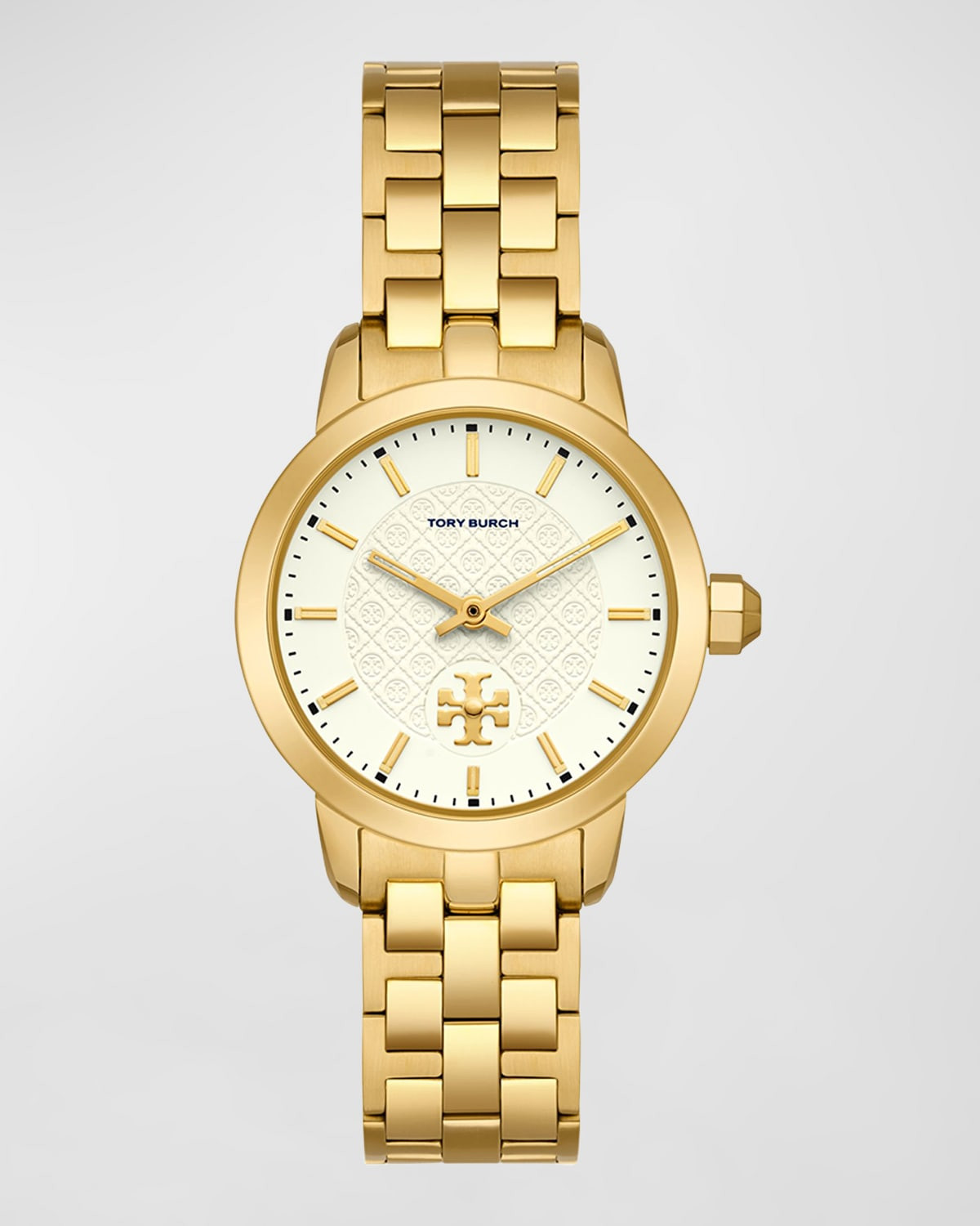 The Tory Three Hand Gold Tone Stainless Steel Watch, White | Neiman Marcus