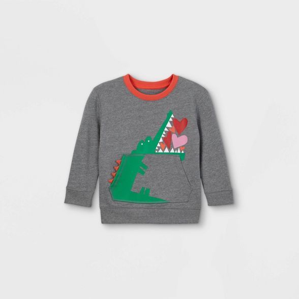Toddler Boys' Valentine's Day Alligator Hearts Fleece Pullover Sweatshirt with Elbow Patches - Ca... | Target
