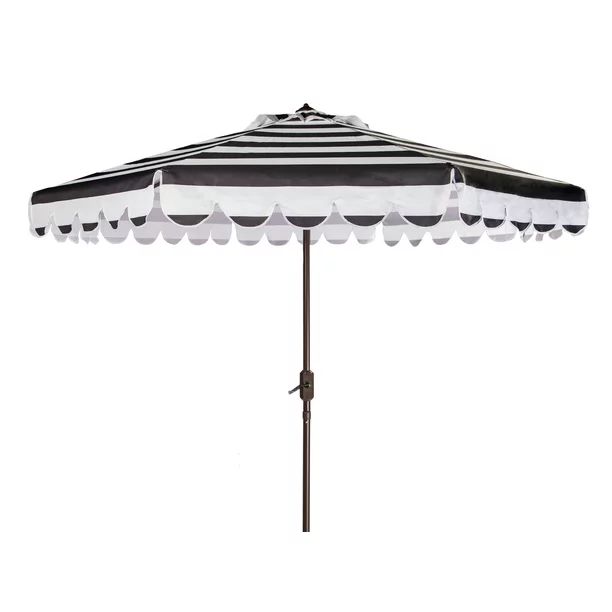 Safavieh Maui 9' Market Crank Striped Tilt Patio Umbrella, Black/White | Walmart (US)