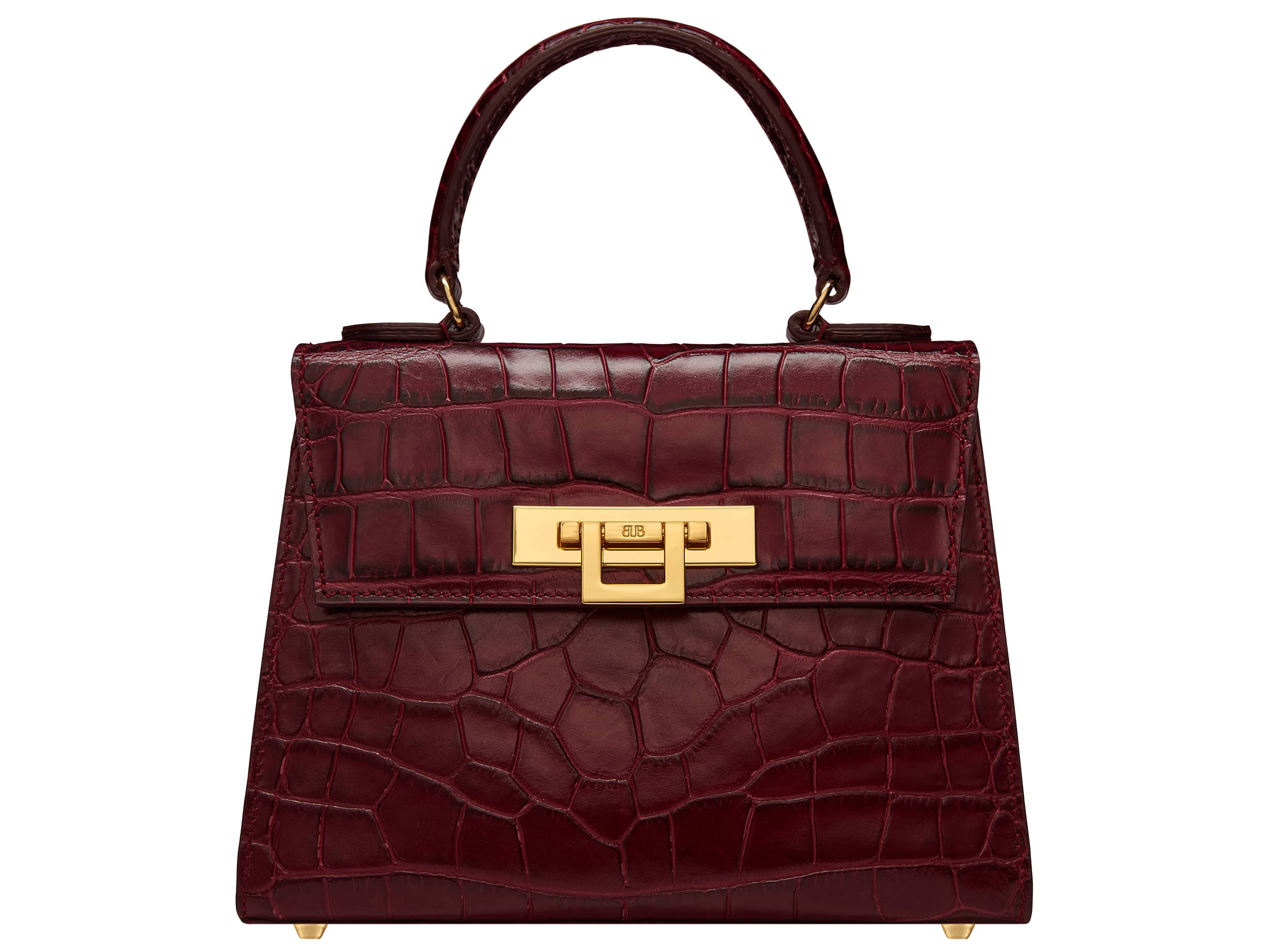 Fonteyn Midi Orinoco 'Croc' Print Calf Leather Handbag - Wine | Lalage Beaumont
