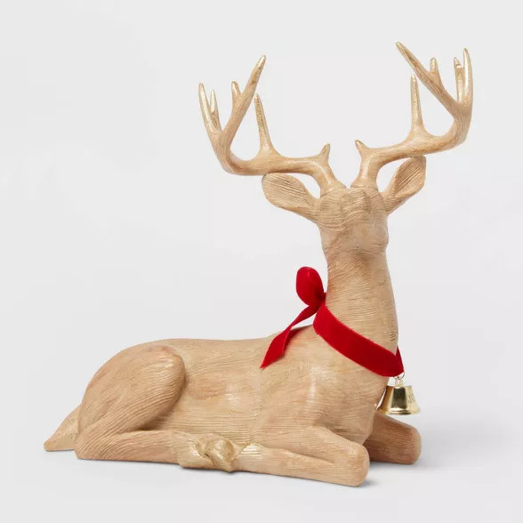 12" Decorative Sitting Deer Wood - Threshold™ | Target