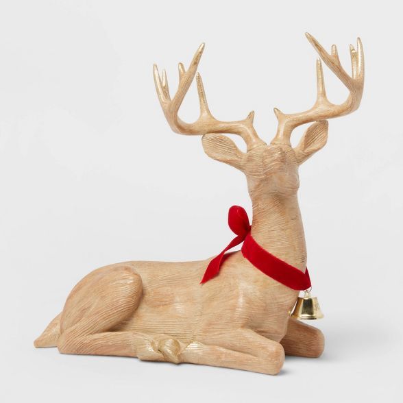 12" Decorative Sitting Deer Wood - Threshold™ | Target