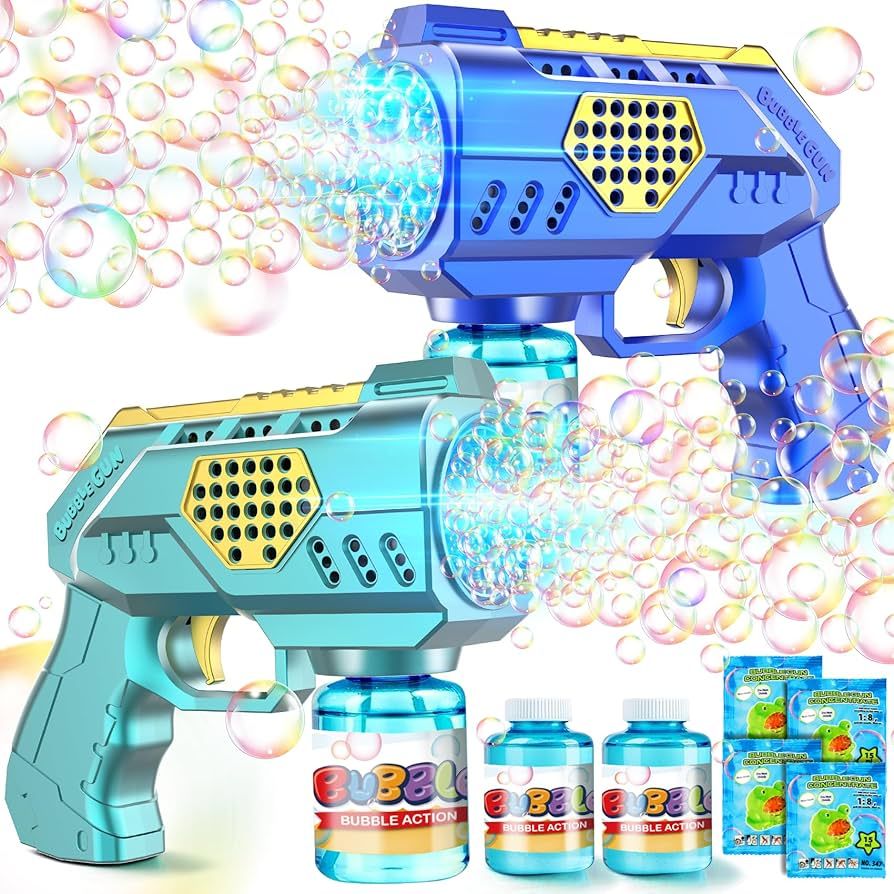 2-Pack Bubble Gun Machine for Kids: Automatic Bubble Gun for Toddlers with Rich Bubbles & LED Lig... | Amazon (US)