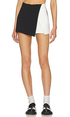superdown Aaleyah Two Tone Wrap Skort in Black & White from Revolve.com | Revolve Clothing (Global)