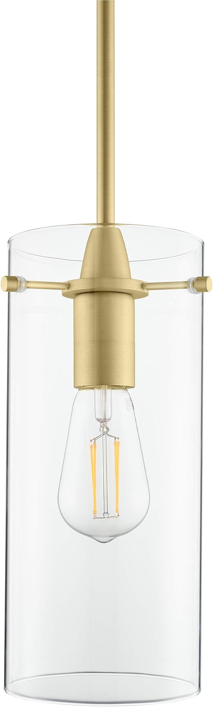 Gold Pendant Light - Modern Effimero Mini Pendant Lighting for Kitchen Island Decor - Clear Glass... | Amazon (US)
