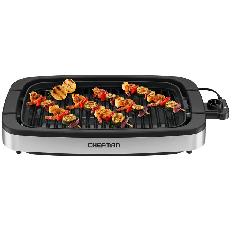 Chefman Smokeless Indoor Electric Grill w/ Adjustable Temperature Control, Table Top BBQ - Stainl... | Walmart (US)