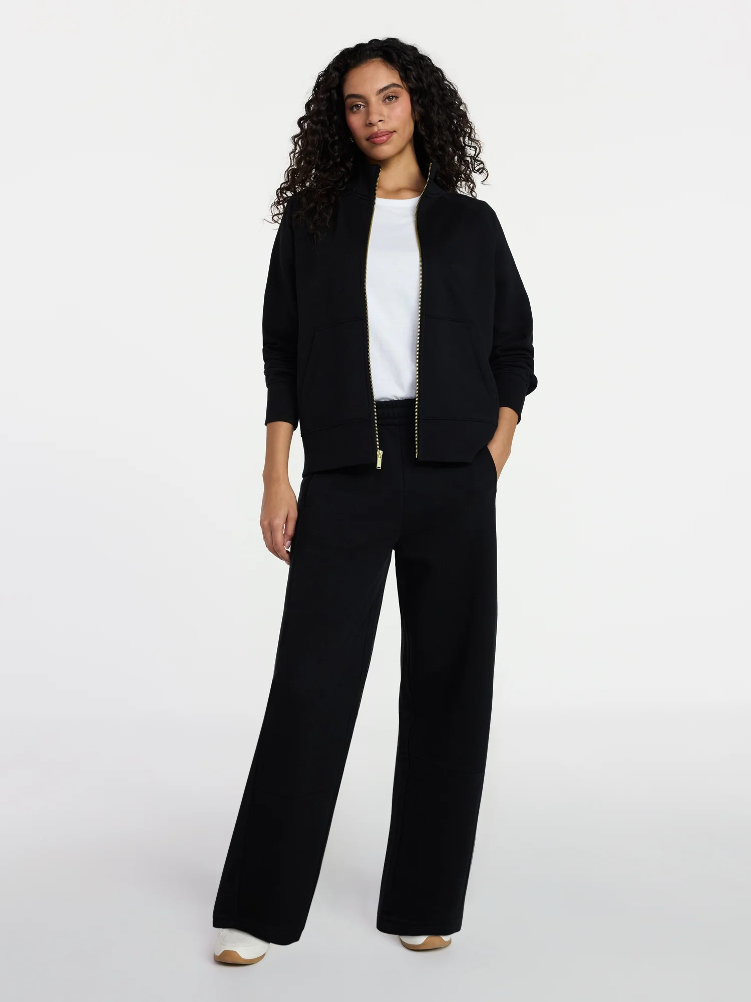 Time and Tru Women's Fleece Sweatshirt and Barrel Leg Pants Set, 2-Piece, Sizes XS-XXXL | Walmart (US)