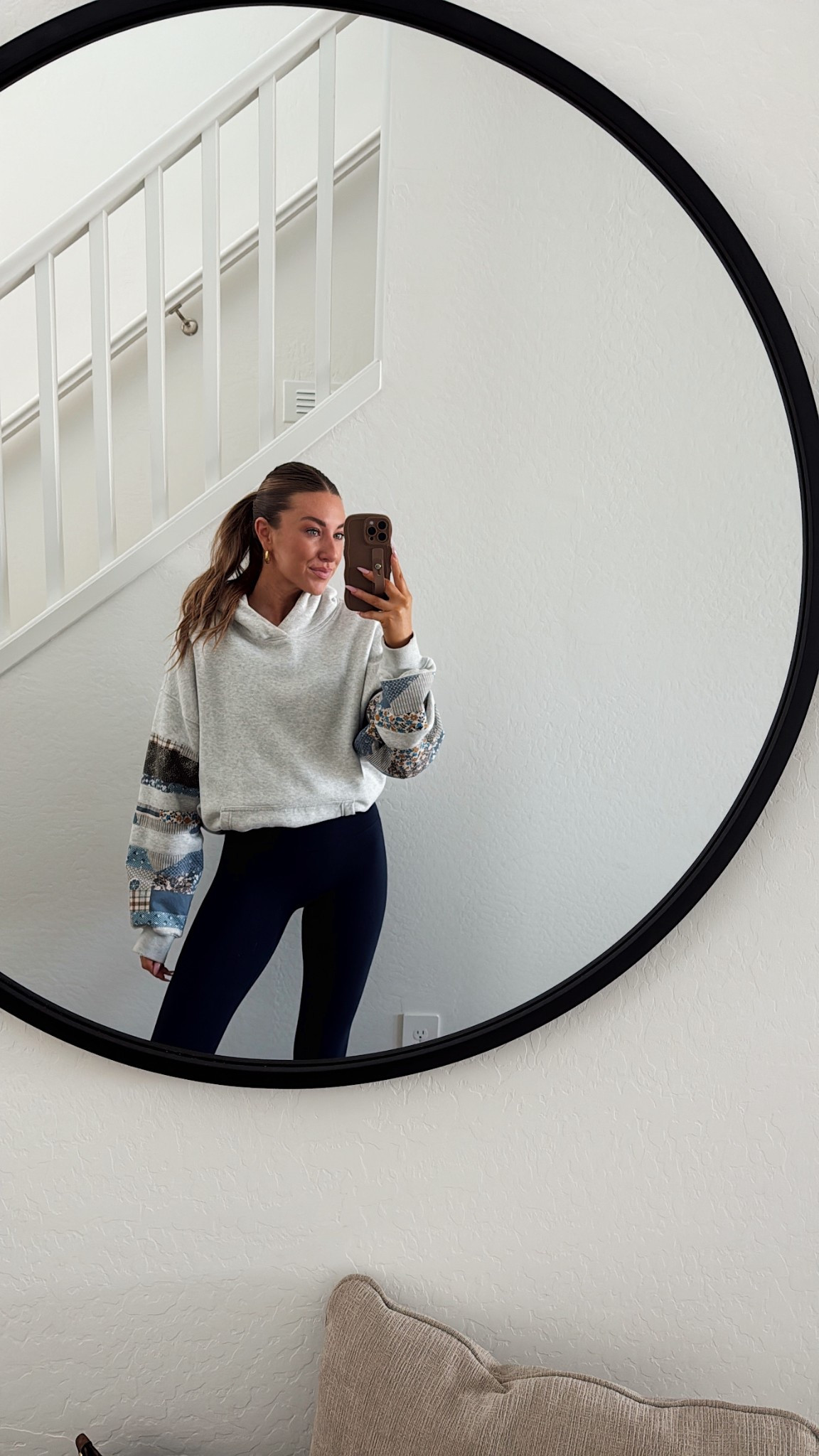 Love this patchwork Abercrombie hoodie! I’m wearing a medium 