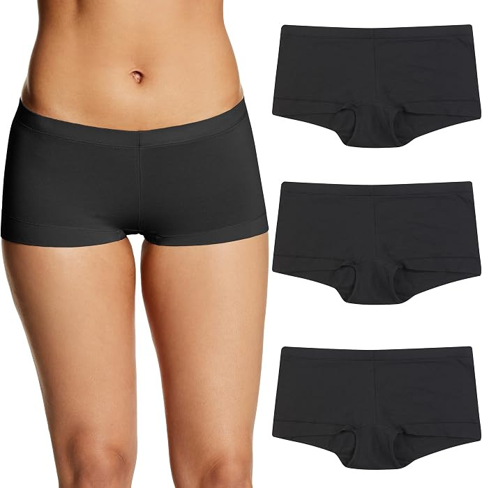 Maidenform Women's Underwear Boy Shorts Pack, 3-Pack, Stretch Cotton Underwear Women Pack, Comfy ... | Amazon (US)