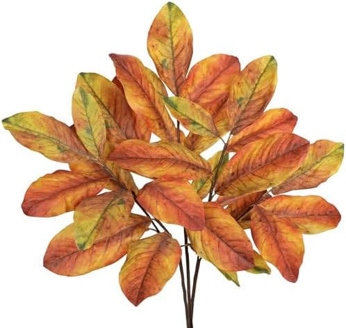 Artificial Magnolia Fall Leaves Stem 31 inch Fake Autumn Foliage Branches Leaf for Home Kitchen F... | Amazon (US)