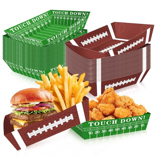 50Pcs Football Party Supplies, 5lb Football Food Plates, Football Paper Trays Disposable Bowls Nacho Trays, Football Theme Party Favors for Gameday, Carnivals, Birthday, Sport, Party Decor | Amazon (US)