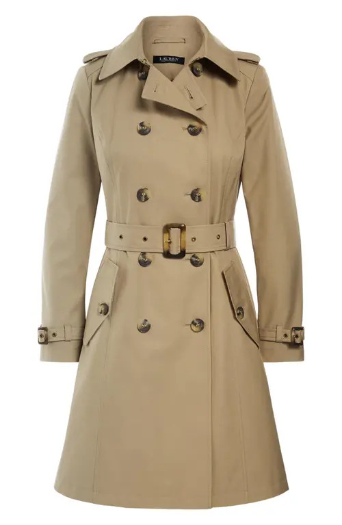 Lauren Ralph Lauren Cotton Blend Trench Coat in Sand at Nordstrom, Size Small | Nordstrom