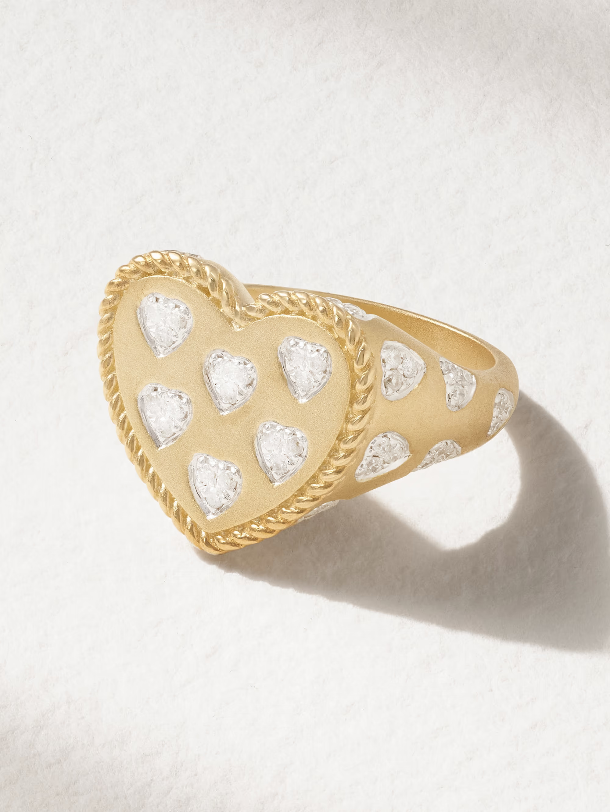 9-karat gold diamond signet ring | NET-A-PORTER (UK & EU)