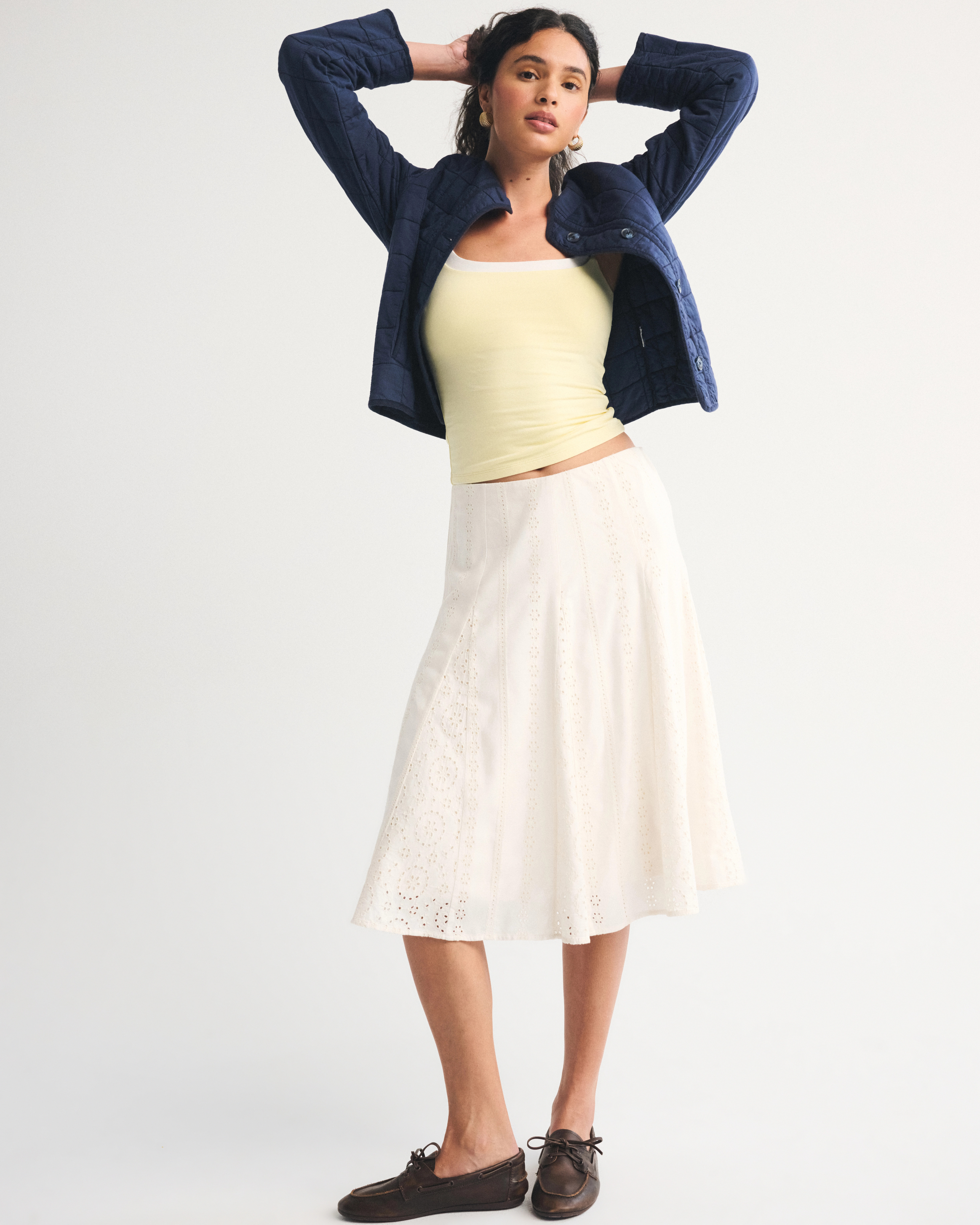 Godet Midi Skirt | Abercrombie & Fitch (US)