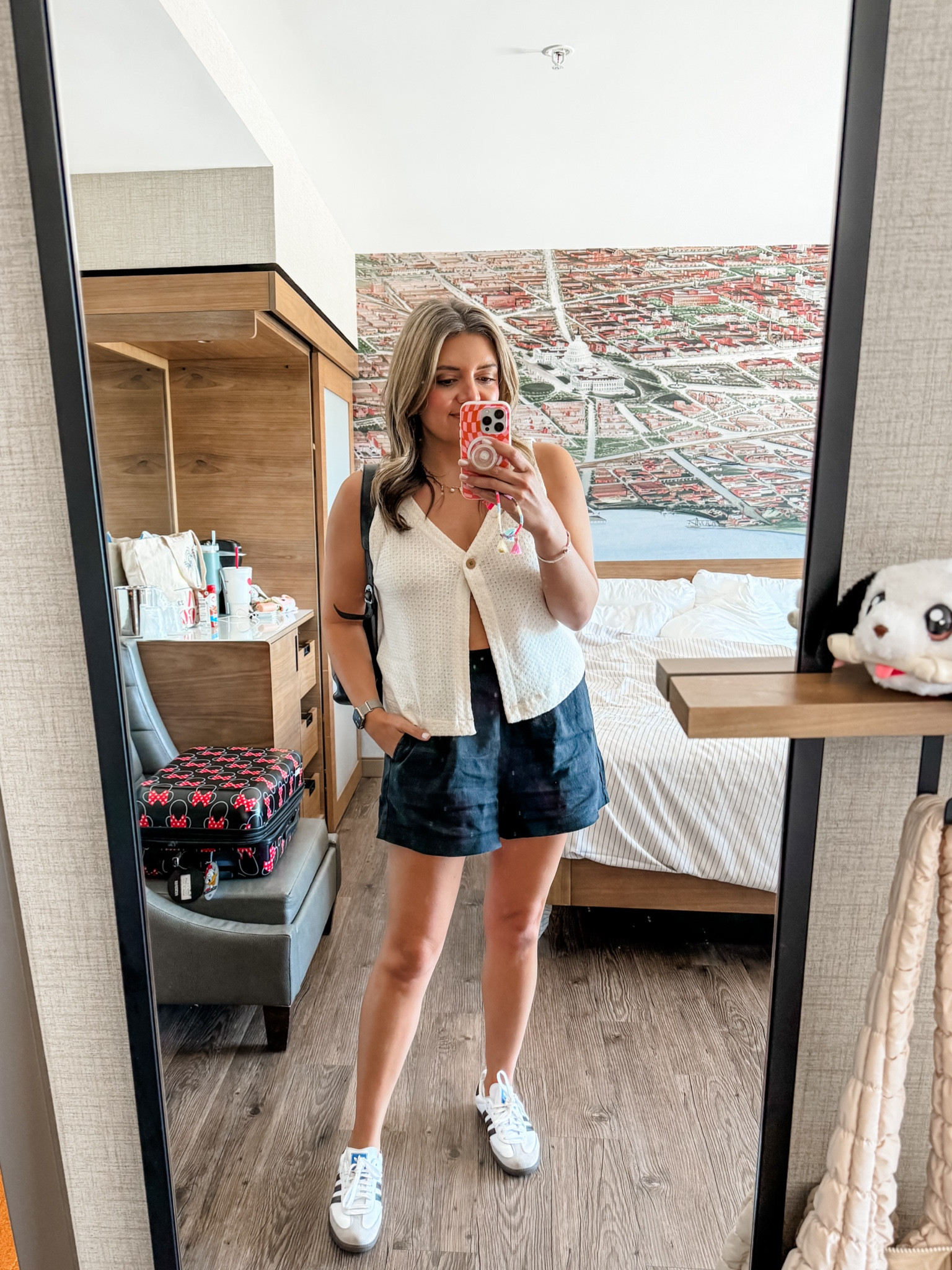 Tourist outfit of the day for our trip to DC! In a medium in both the top and bottom, size down in between for linen shorts.

#LTKFindsUnder100 #LTKMidsize