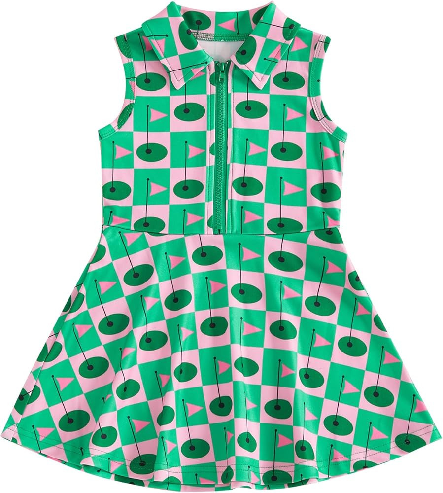Toddler Baby Girl Baseball Outfit Girls Lapel Collar A Line Dress Spring Summer Sleeveless Tank D... | Amazon (US)