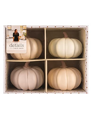 Mini Pumpkin Decor - Set of 4 Pumpkins for Decorating - Artificial Pumpkin Decorations - Fall Pumpkin Decor - Fall Decor for Home, Office & Classroom - Fall Pumpkins for Decorating (Neutral) | Amazon (US)