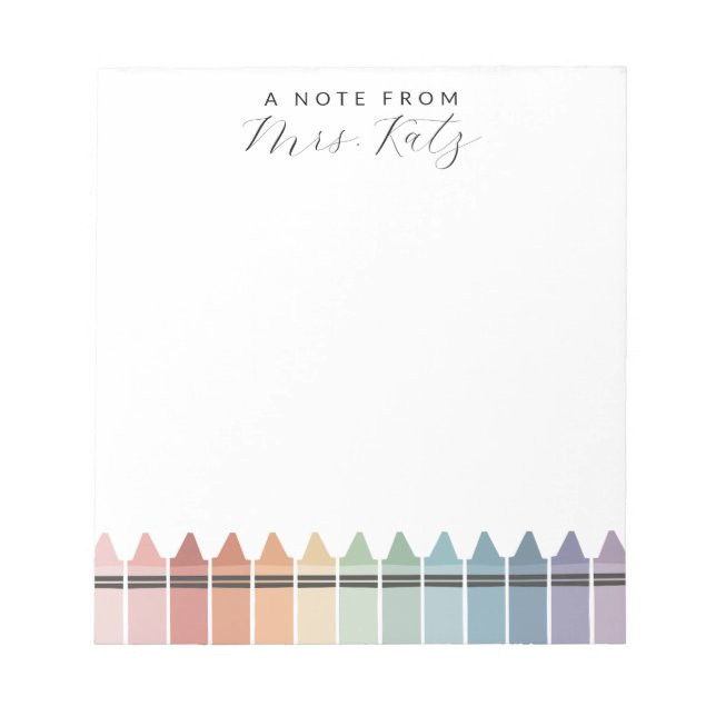 Custom Teacher Appreciation Rainbow Crayon Notepad | Zazzle | Zazzle