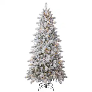 7.5ft. Pre-Lit Vermont Flocked Artificial Christmas Tree, Warm White Twinkle LED Lights by Ashlan... | Michaels Stores