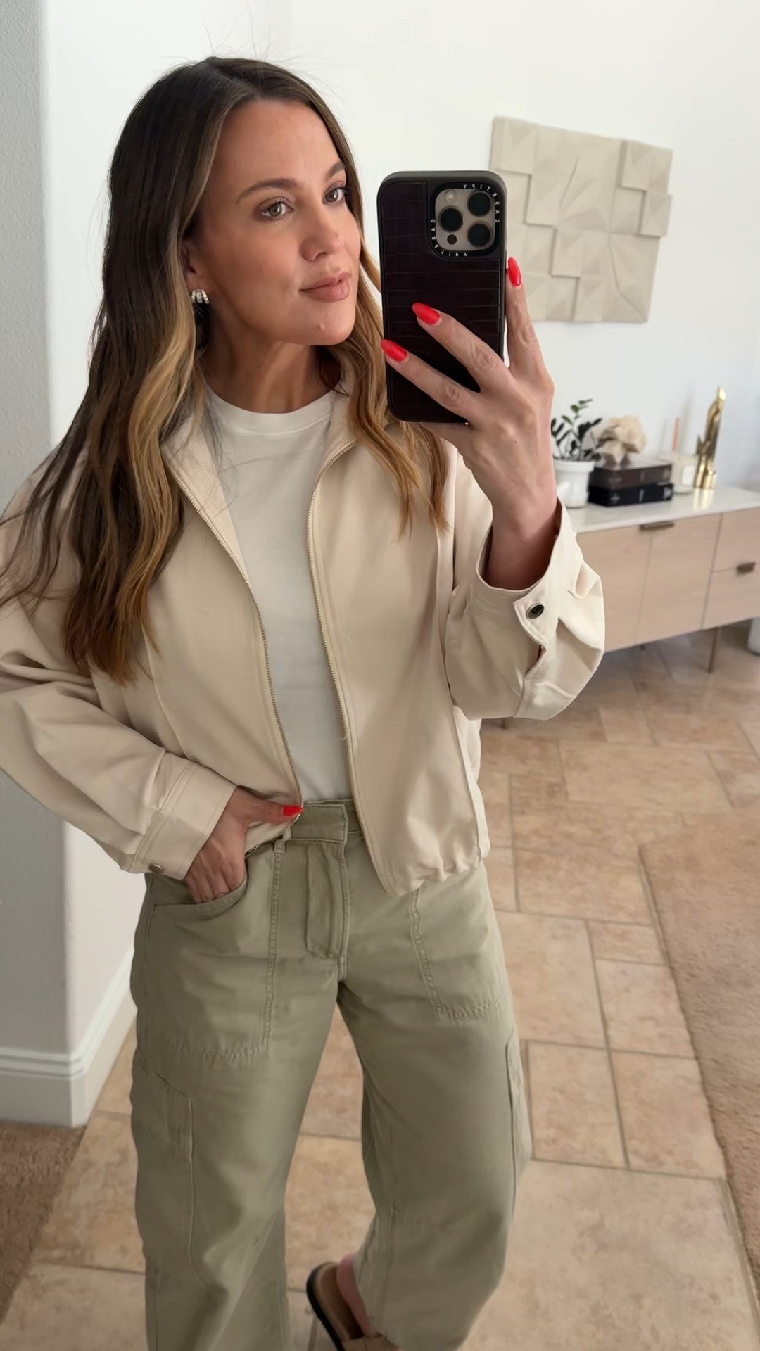 Monday ootd! size medium in the tee and jacket. 28 in the cargo pants. the color is MATCHA.
