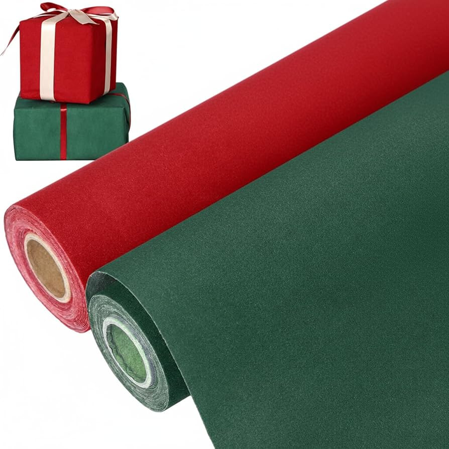 Spiareal 2 Rolls Christmas Velvet Wrapping Papers 20inch x 18ft Red Gift Flower Packaging Papers ... | Amazon (US)