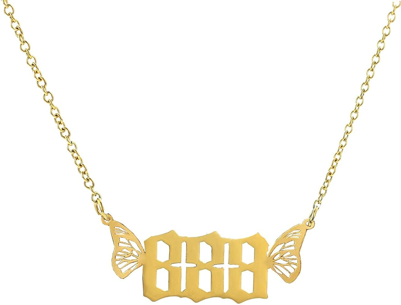SUNSCSC Butterfly Necklaces Angel Number Necklaces for Women 444 666 777 888 Dainty Numerology Choke | Amazon (US)