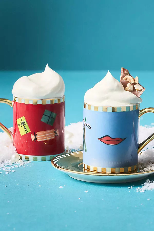Caroline Stoneware Holiday Espresso Cup & Saucer | Anthropologie (US)