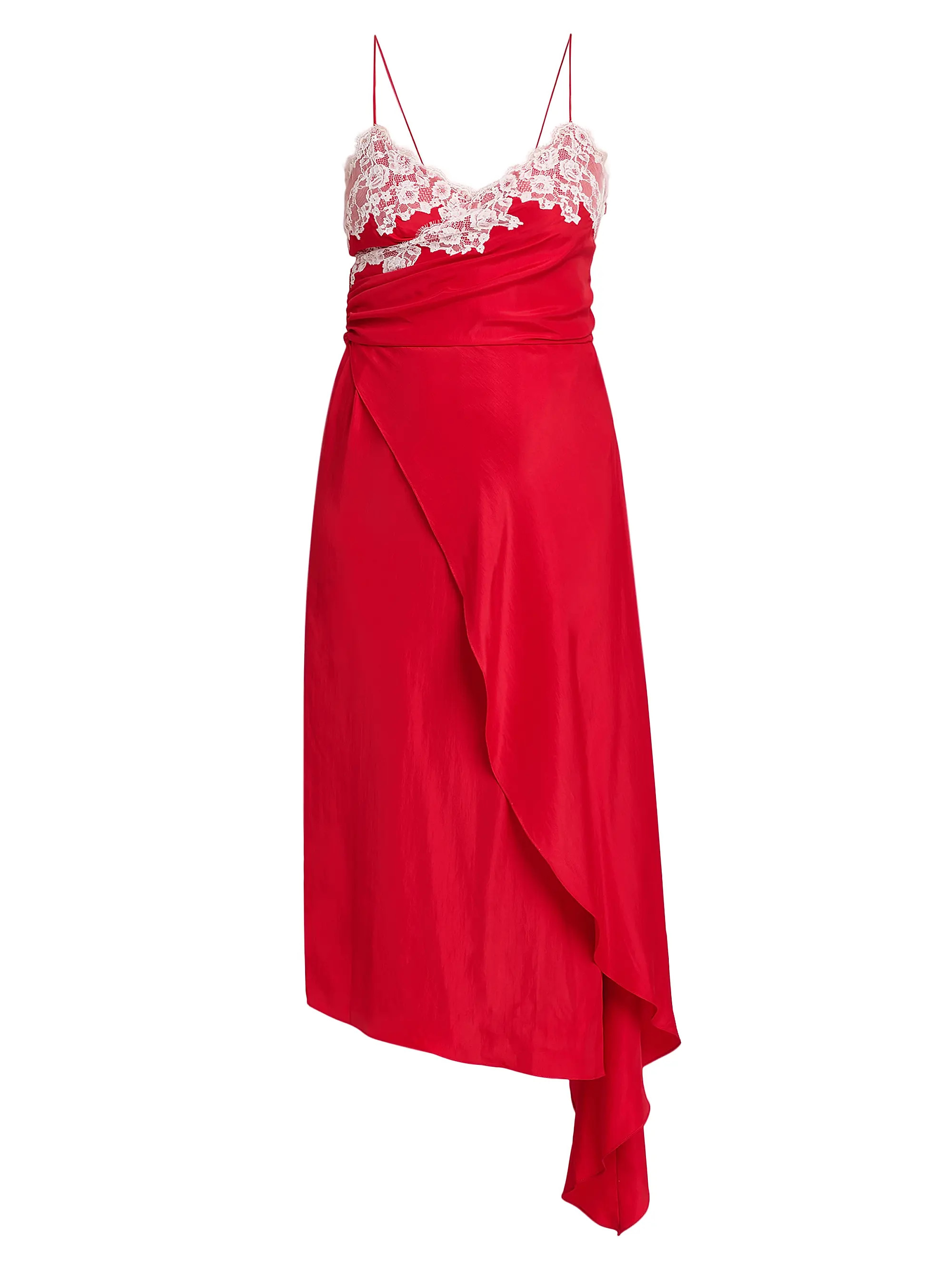 Lace & Satin Wrap-Style Dress | Saks Fifth Avenue