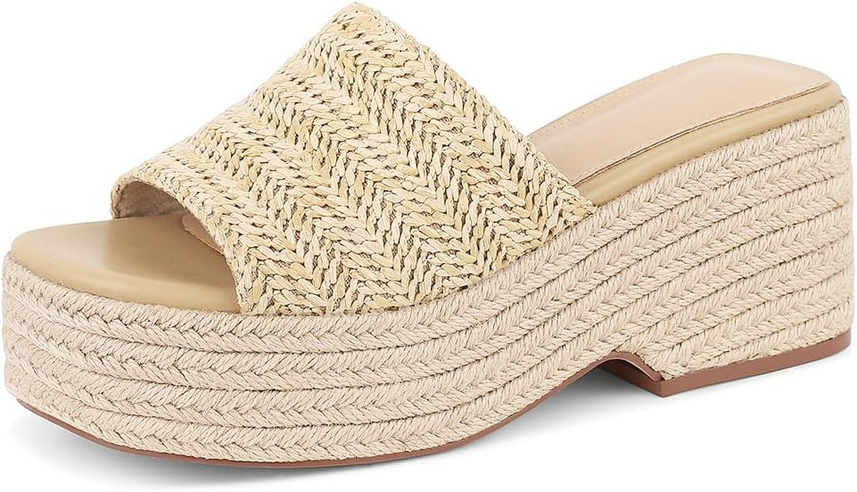 Erocalli Women's Espadrilles Platform Sandals Wedges Slides Sandals Open Toe Fashion Summer Outdo... | Amazon (US)