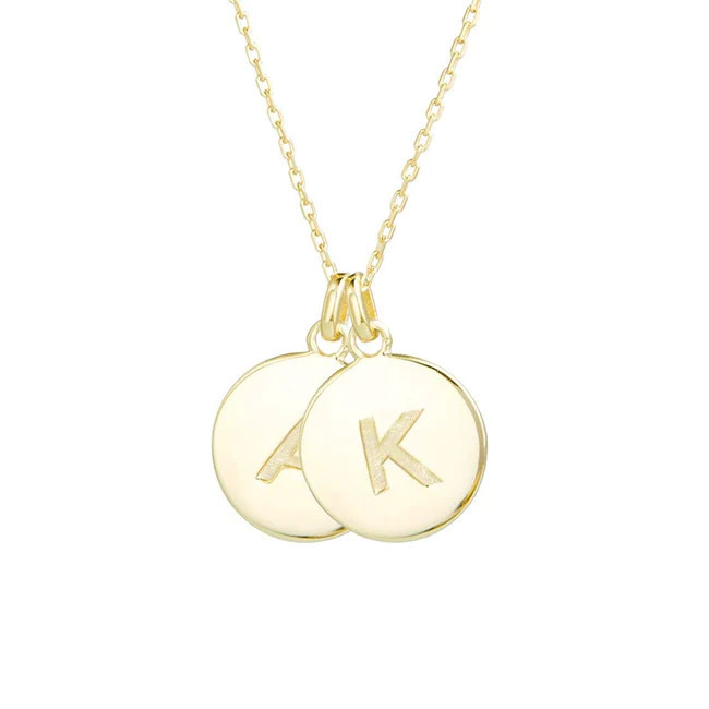 Two Initial Gold Disc Necklace | Eve's Addiction