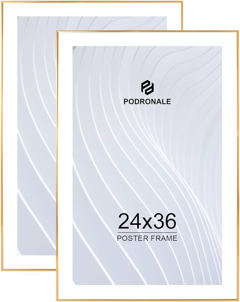 24x36 Gold Picture Frame, 2 PCS, Plexiglass, Thin Aluminum Poster Frame, Horizontally & Verticall... | Amazon (US)