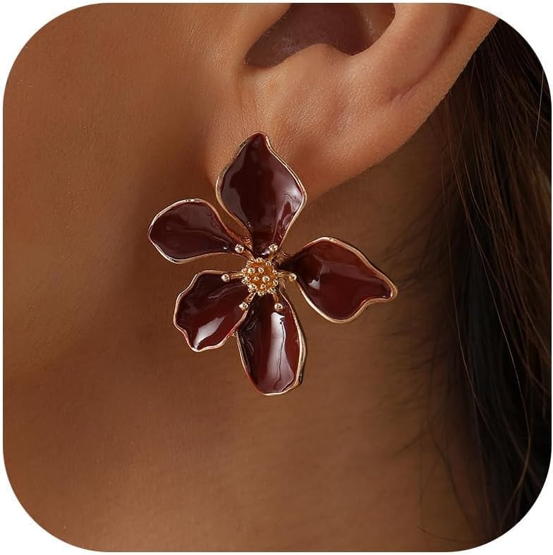 Flower Stud Earrings for Women Vintage Statement Floral Dangle Drop Earrings Spring Vacation Outfit Fashion Jewelry | Amazon (US)