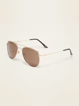 Gender-Neutral Wire-Frame Aviator Sunglasses for Adults | Old Navy (US)