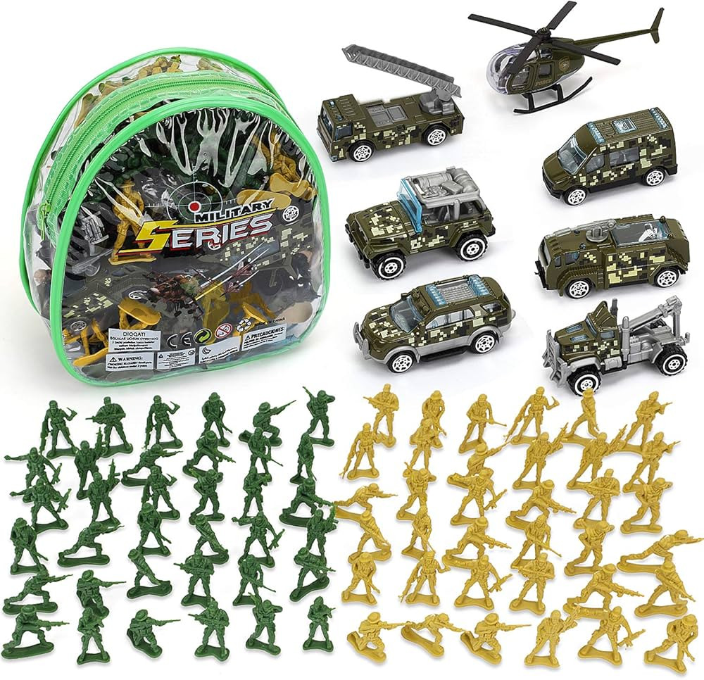 TOY Life Army Men Action Figures Toys Plastic, Toy Soldiers for Boys with Helicopter, Green Milit... | Amazon (US)