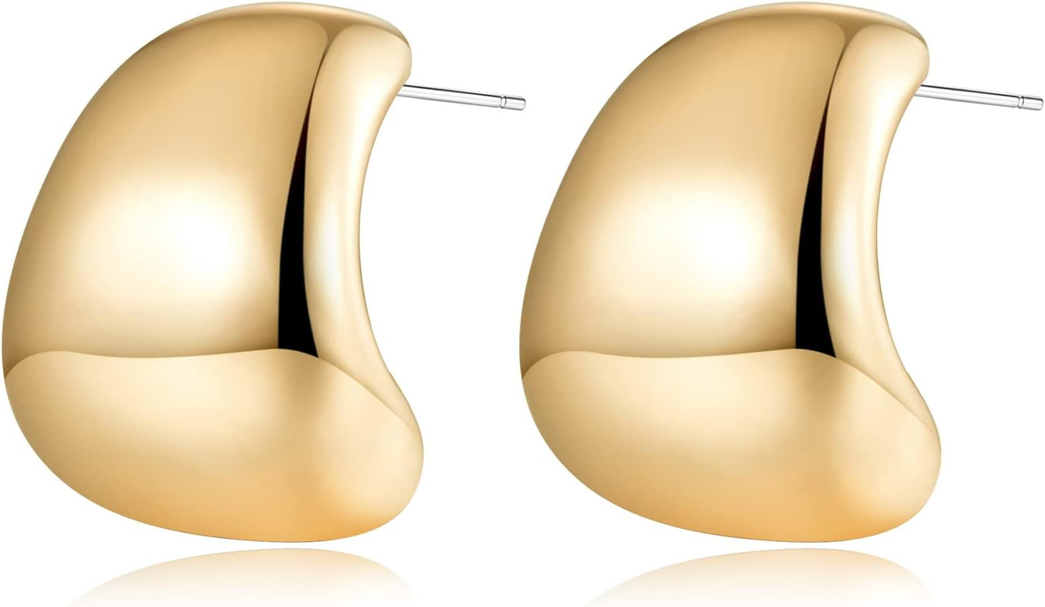 MUYAN Dainty Chunky Thick Earrings for Women,Gold Silver Polished Earrings Lightweight Jewelry Gi... | Amazon (US)