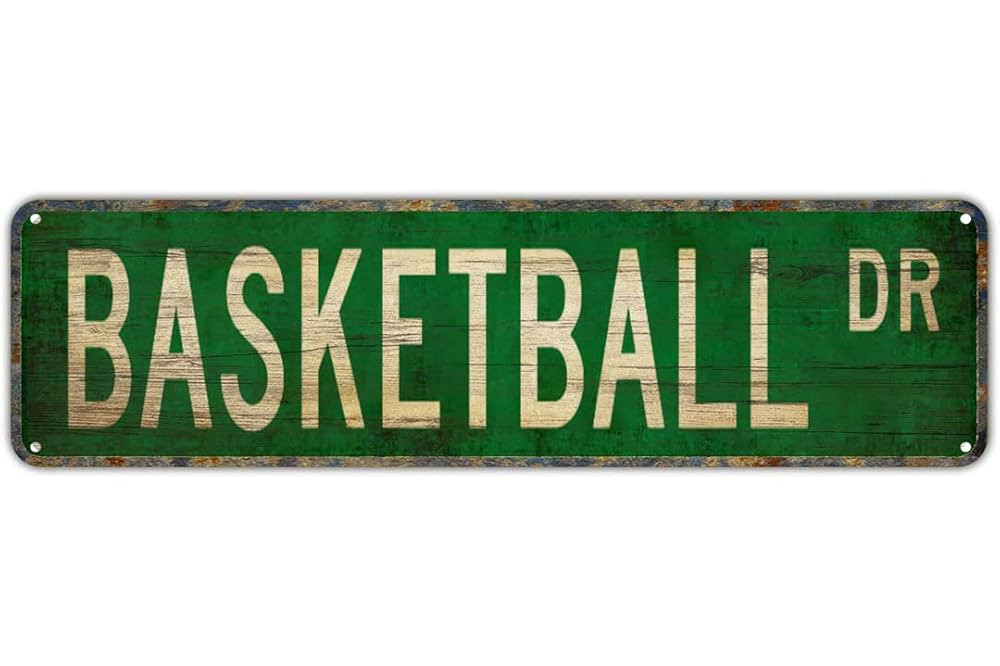 Vintage Tin Sign Basketball Sign Street Sign Retro Metal Sign for Home Bar Coffee Garden Indoor O... | Amazon (US)