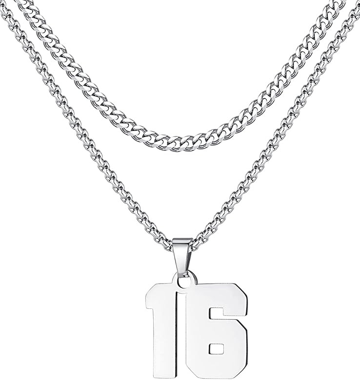 XOYOYZU Personalized Jersey Number Layered Necklaces for Boys Men Stainless Steel Athletes Sports Nu | Amazon (US)