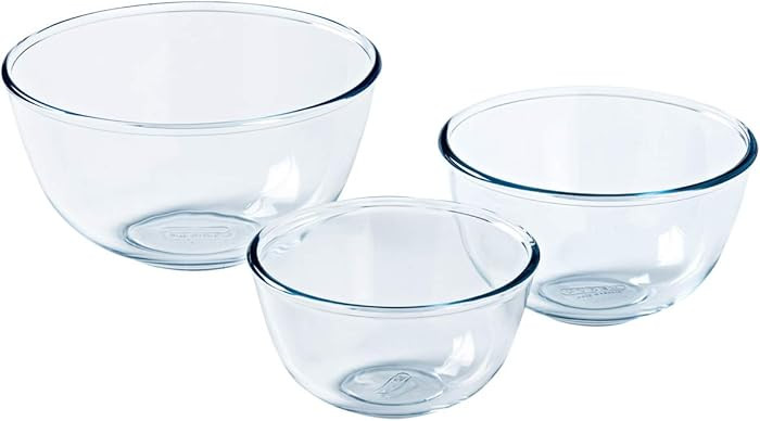 Pyrex – 8023509 – 3 Pieces; Glass Mixing Bowls/Salad Bowl – 0.5 L; 1 L; 2 L – Borosilicat... | Amazon (UK)