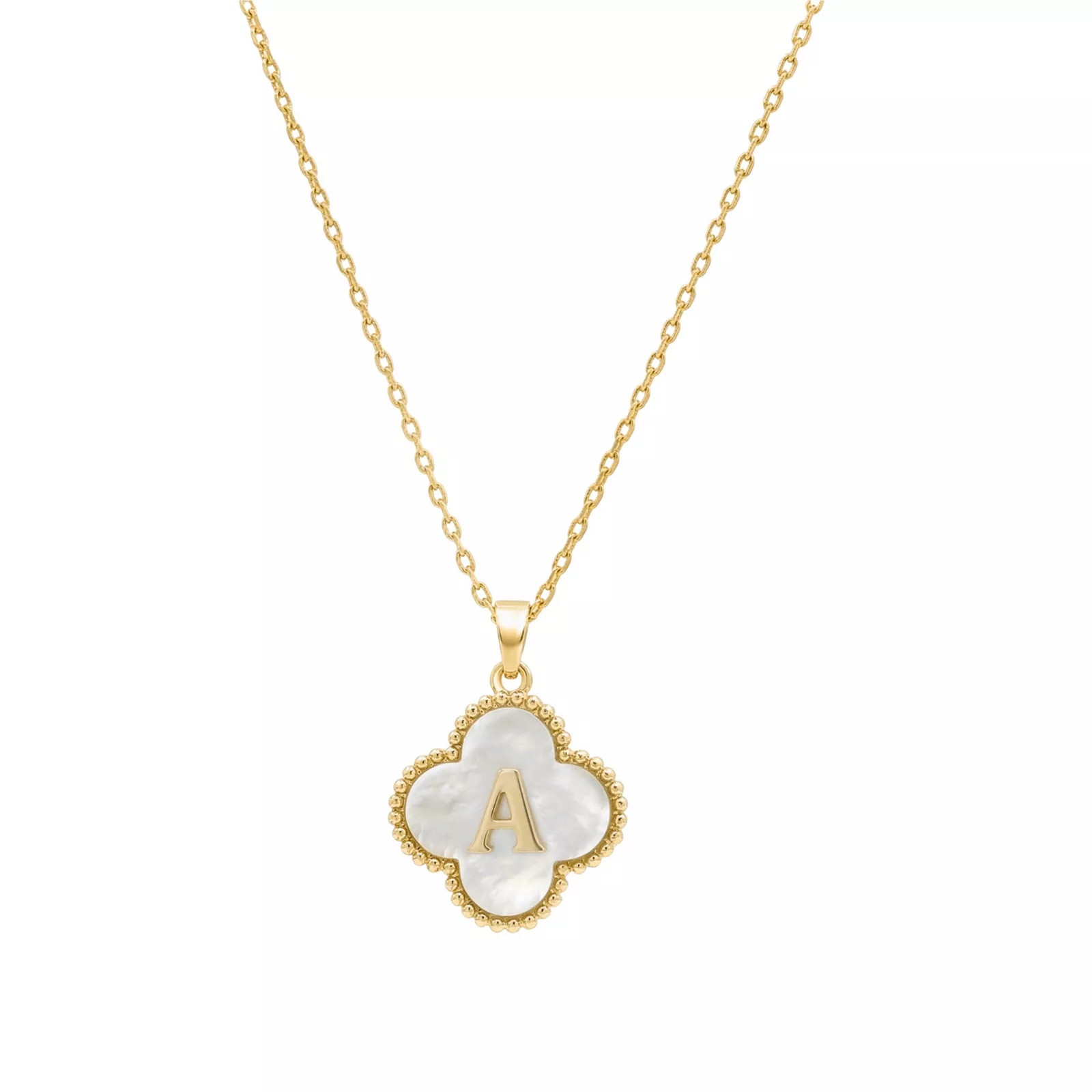PRIMROSE Gold-Plated Mother-of-Pearl Initial Clover Pendant NecklacePRIMROSE | Kohl's