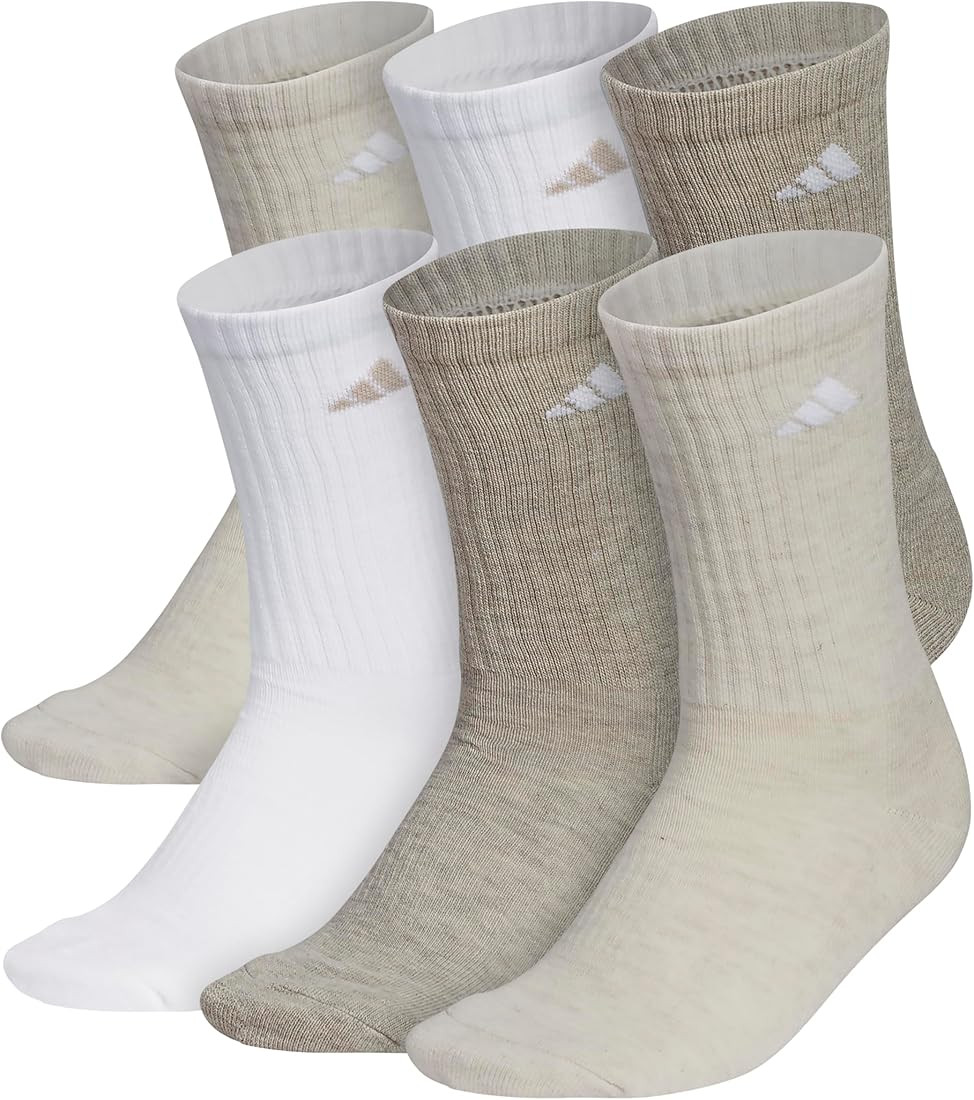 adidas Women's Athletic Cushioned Crew Socks (6-Pair) with arch compression | Amazon (US)