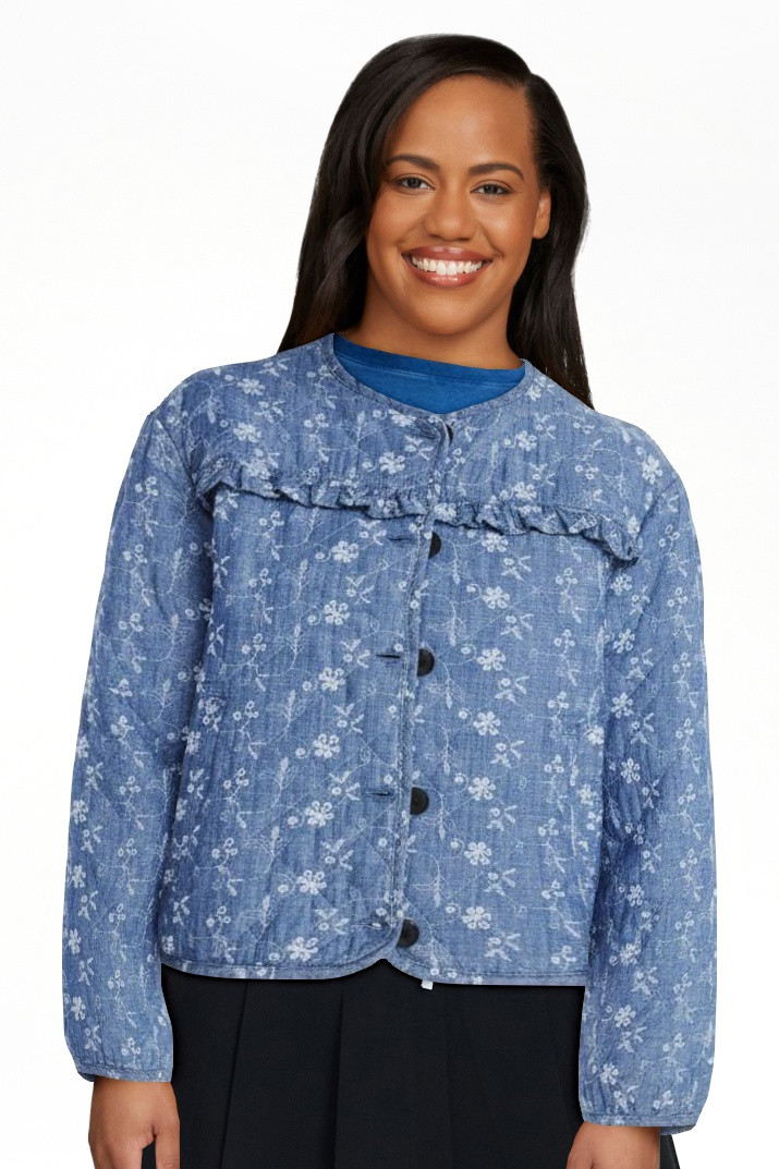 Scoop Women's Cotton Eyelet Jacket with Puff Sleeves, Sizes XS-4X | Walmart (US)