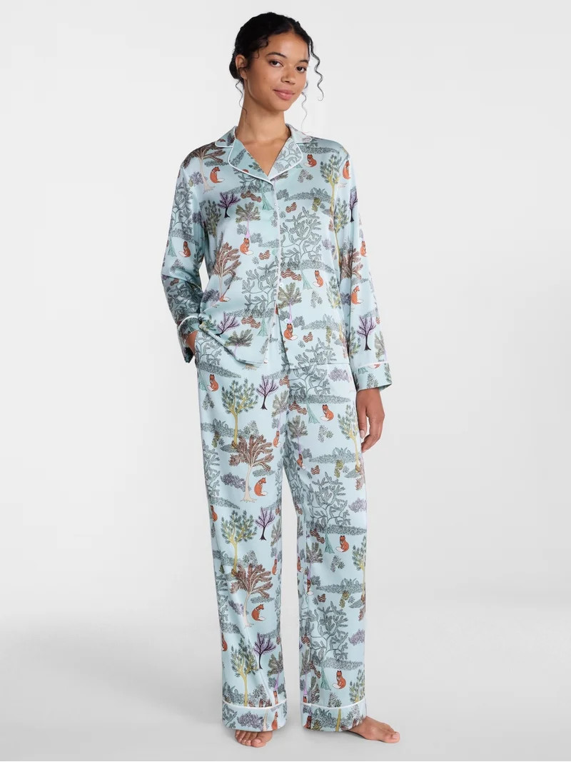 Joyspun Women\u2019s Stretch Satin Sleep Top and Pants, 2-Piece Set, Sizes XS to 3X | Walmart (US)