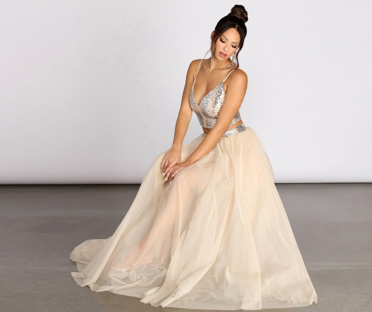 Artemis Sequin Crop Two Piece Tulle Dress | Windsor Stores