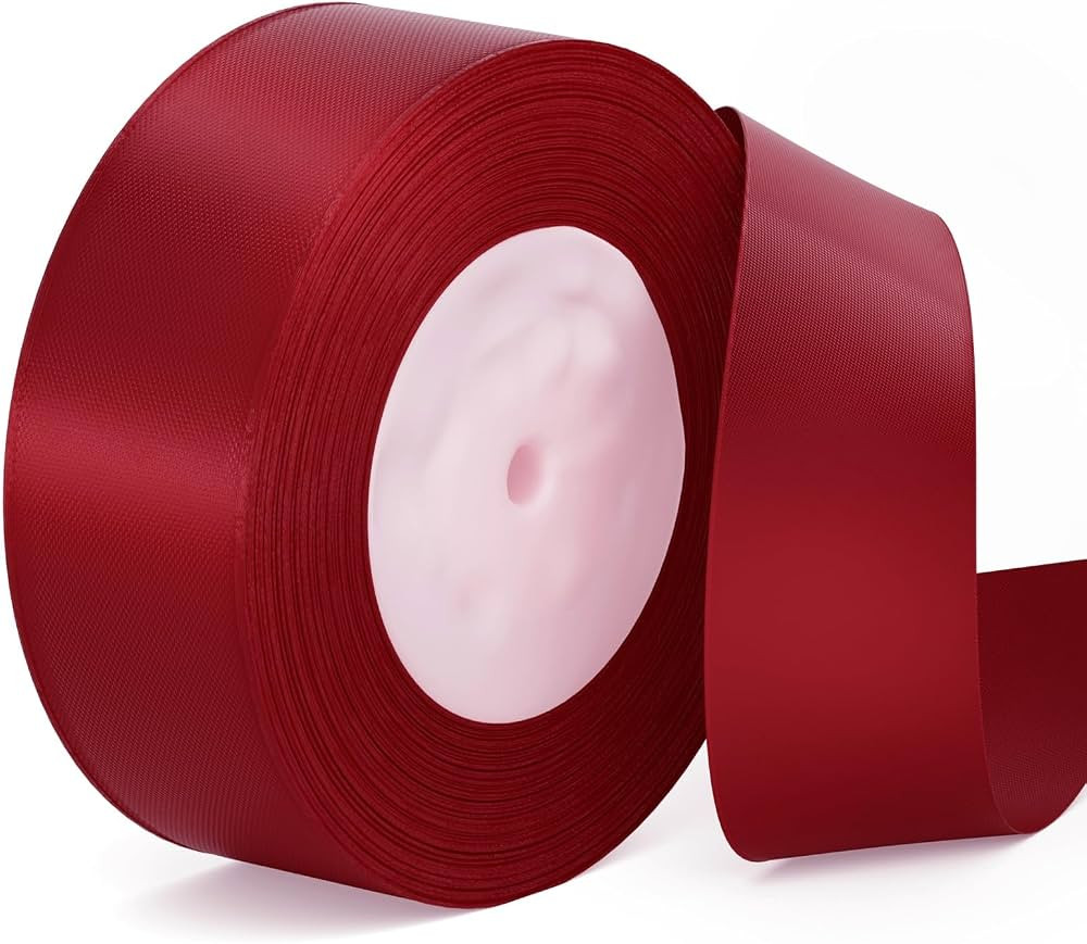 Burgundy Ribbon 1-1/2 Inch Maroon Dark Red Satin Ribbon 50 Yards for Crafts Wrapping Hair Bows Br... | Amazon (US)