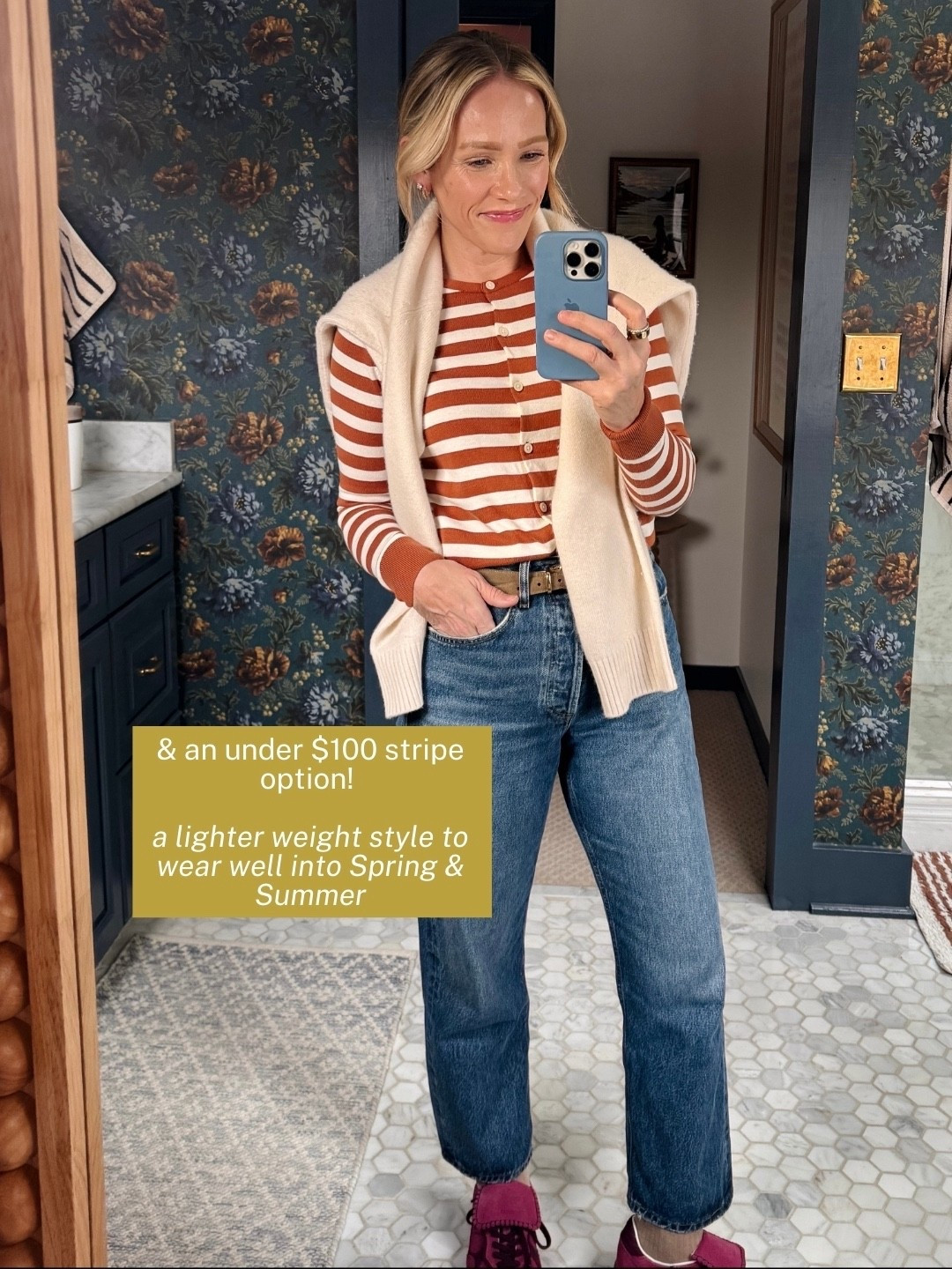 Lands End cardigan worn as a top, follow the size chart I wear an xs ~ Quince oversized cashmere sweater in my regular size small ~ B-Low the belt true to size ~ Agolde 90's crop jeans true to size also linked the similar Levi's 90's that are under $100 ~ Aloha sneakers run slightly large but still wearing my regular size ~ xo, Claire

#LTKFindsUnder100 #LTKootd #LTKPetite