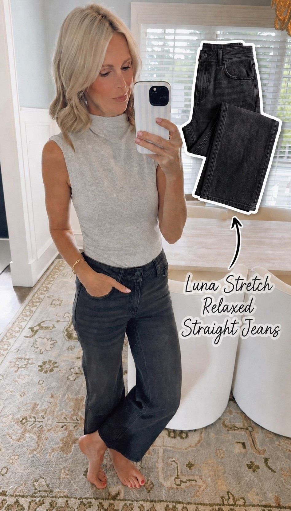 These charcoal jeans from Quince are such a good pair for transitioning into fall! I love the cropped length with ballet flats, sneakers or sandals, and the darker wash makes them feel so perfect for the season. Paired them with this lightweight mock neck for an easy transitional outfit 🤍#QuincePartner @Quince

#LTKootd #LTKSeasonal #LTKTall