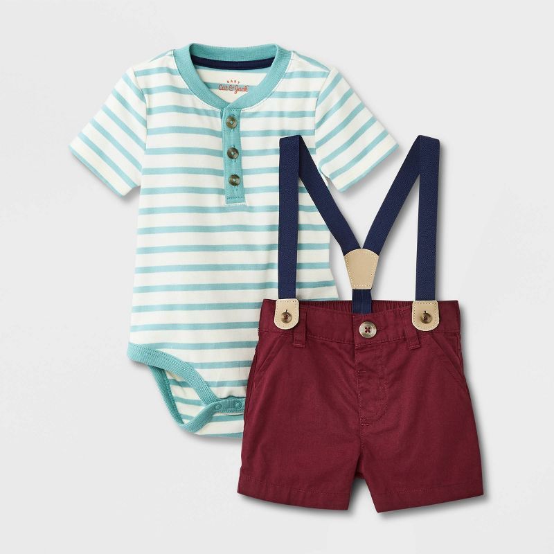 Baby Boys' Henley Shorts Suspender Set - Cat & Jack™ Green | Target