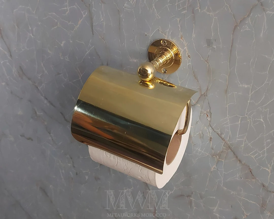 Unlacquered Brass Wall Mount Toilet Paper Holder  Handmade - Etsy | Etsy (US)