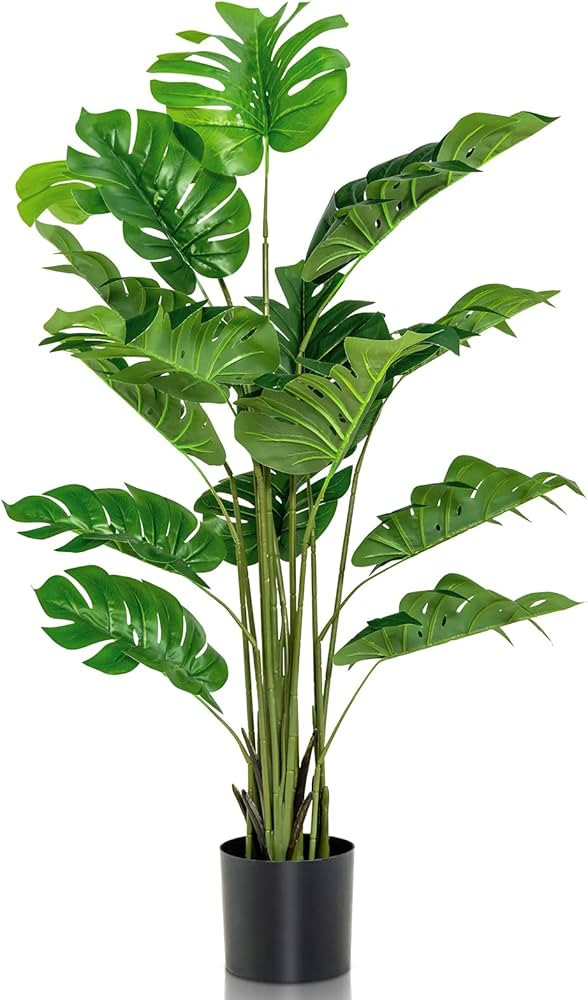 Goplus Artificial Monstera Deliciosa Plant, 5ft Tall Fake Tropical Palm Tree w/15 Pcs Different T... | Amazon (US)